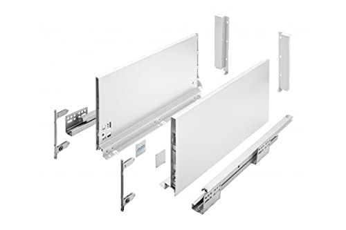 GTV Schubladensystem AXIS PRO I Schubkastengarnitur mit Vollauszug und integriete Dämpfung I Weiss I Belastbarkeit bis 40 kg I Soft-Close I Den freien Zugang I Breite: 500 mm I Höhe: 200 mm