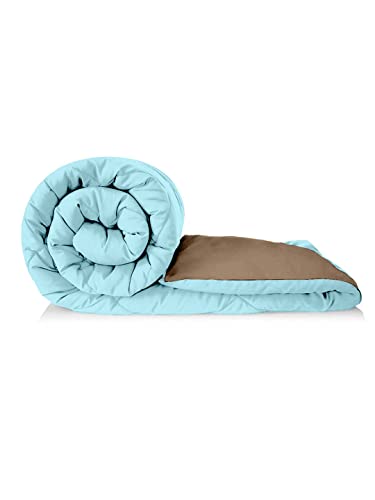 Image of Clasiko Reversible Single Bed Comforter; 60x90 Inches; 200GSM; Material - Cotton; Reversible; Color - Aqua Blue & Taupe; Pack of 1;