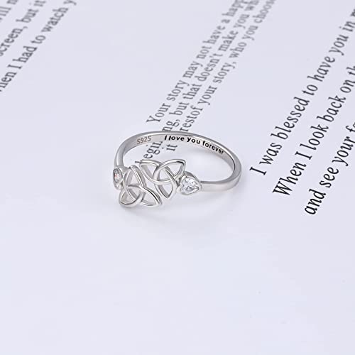 Ejalen 925-Sterling-Silver Faith Hope Love Ring Irish Celtic Knot Heart Ring Adjustable Wrap Jewelry Brithday Christmas Gifts For Women Teens #TOP7