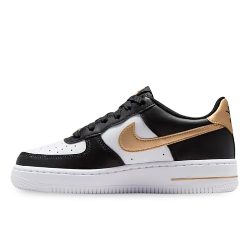 Image of Nike Air Force 1 Big Kids' Shoes (Black /Black /White /Metallic Gold)