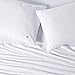 Lacoste 100% Cotton Percale 4-Piece Sheet Set – Cool, Crisp, Matte, and Durable, Oeko-Tex Certified – Solid, White, Queen