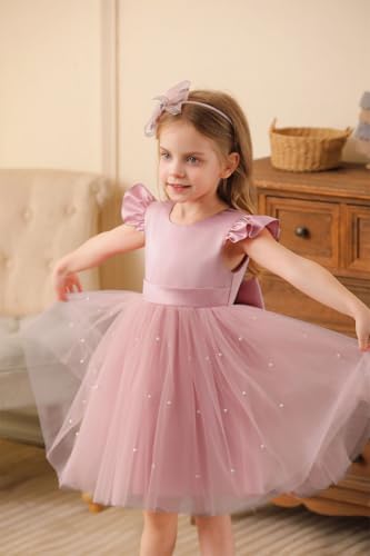 Flower Girl Dresses Wedding Tulle Ruffle Baby Girl Pageant Birthday Party Ball Gown with Bowknot4