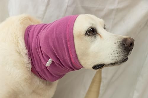 Image of Dog Head Cover Keep Calm Comfort Anti Anxiety Relief Protection Dog Ear Wrap for Noise Cancelling Rose L
