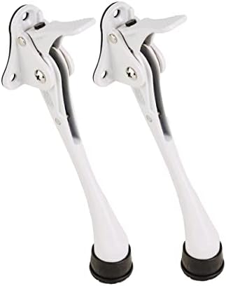 HOME&I Kickdown Door Stopper, 6-Inch Commercial Heavy Duty Door Stop Holder Kick Door Kickstand Height-Adjustable Rubber Foot (2 Pack-White)