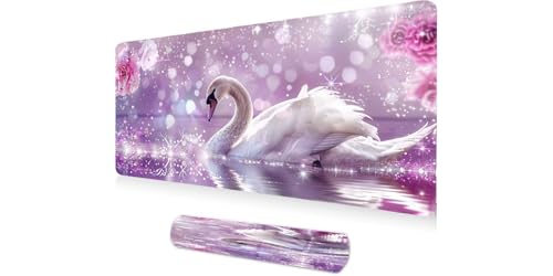 Grand tapis de souris de qualité supérieure 1200x400mm motif cygne blanc