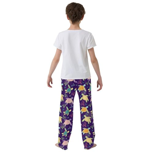 Colorful Turtle Print Boys Long Pants Soft Trousers Elastic Waist Kids Lounge Bottoms with Pockets S-XL3
