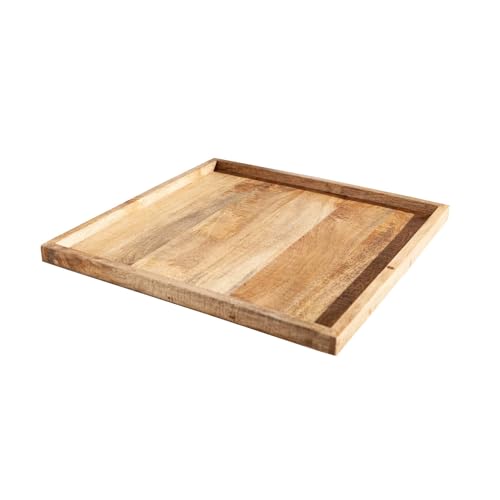 Massives Tablett MAKASSAR 50cm Mangoholz Servierbrett Serviertablett Frühstückstablett rauer Look