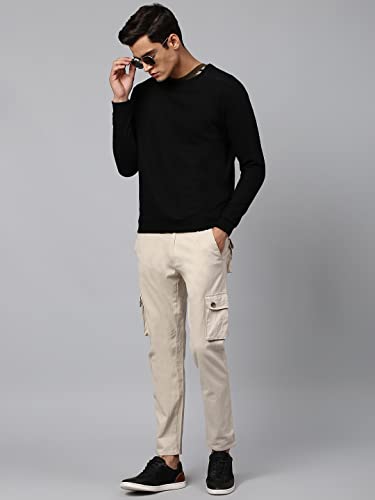 Image of Dennis Lingo Men's Cotton Blend Full Sleeves Panelled Sweatshirt - Regular-Fit, Crew Neck, and Lightweight, Casual Winterwear for Men