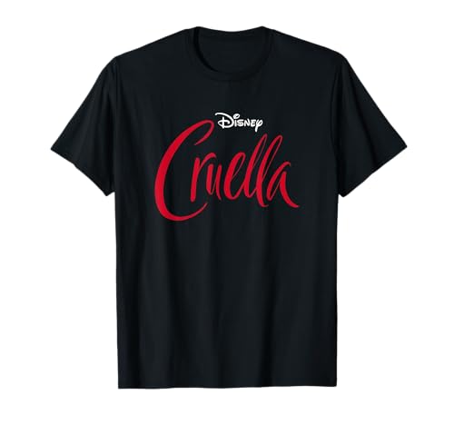 T-shirt Disney Cruella logo noir en coton confortable pour fan de mode