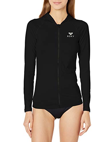 Roxy Women s Standard Essentials Hooded Rashguard, Anthracite 21, M