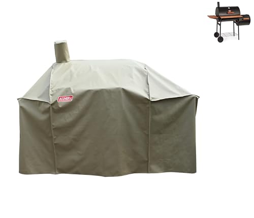 Image of Smoker Grill Cover Sized for Char-Griller Charcoal Grill 2190 and 2197 Heavy Duty Waterproof Patio 600D Canvas Barbeque BBQ Grill Cover G21623(Brown)