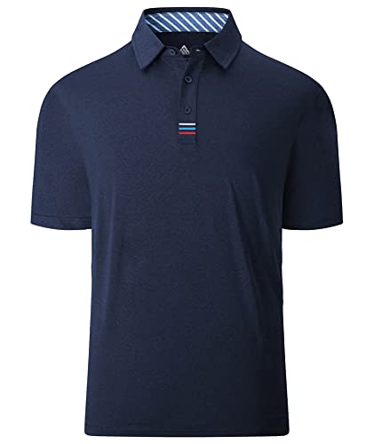 Geek Lighting Mens Polo Shirts Short Sleeve Summer Casual Basic Golf Tennis T-Shirt, Navy Blue L #TOP19