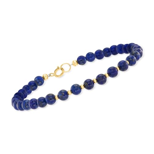 Ross-Simons 4-4.5mm Lapis Bead Bracelet in 10kt Yellow Gold