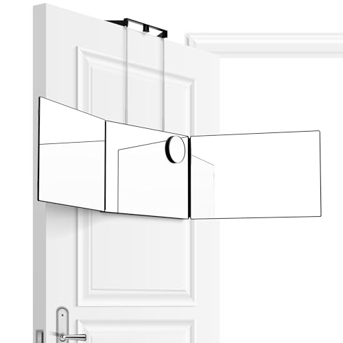 Bluelilly Co. 3 Way Mirror for Men - Self Haircut Mirror, Hanging & Back of Door Mirror, Ideal for Self Hair Cutting & Barber Use