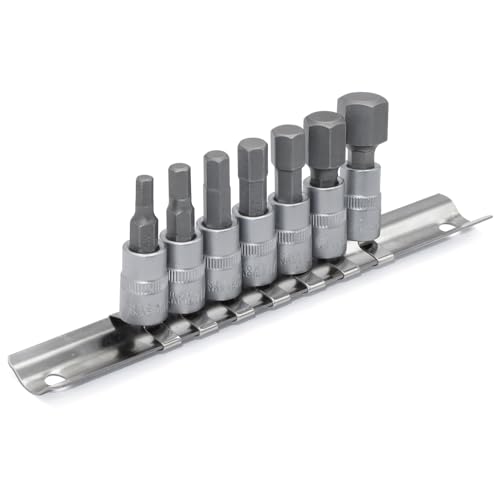 Image of DAKCOS Hex Bit Socket Set 1 /4 inch Drive 7 Pieces Allen Key Socket Set Metric 4mm - 12mm S2 Alloy Steel Bit and CR-V Drive Socket