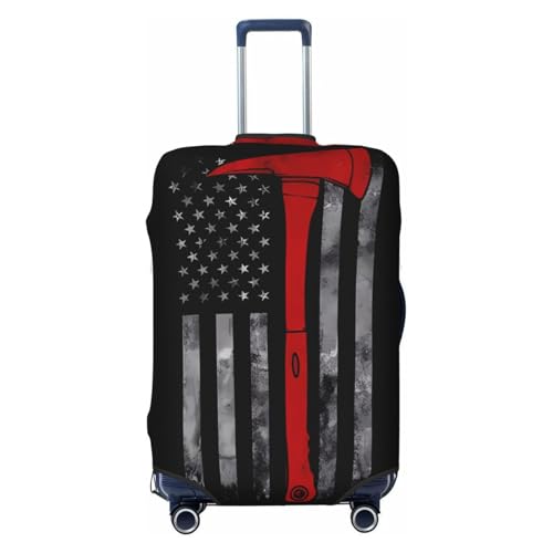 Firefighter Axe Red Line Flag Print Luggage Covers For Suitcase, Elastic Travel Luggage Covers, Anti-scratch Suitcase Cover Fits 29-32 Inch Luggage
