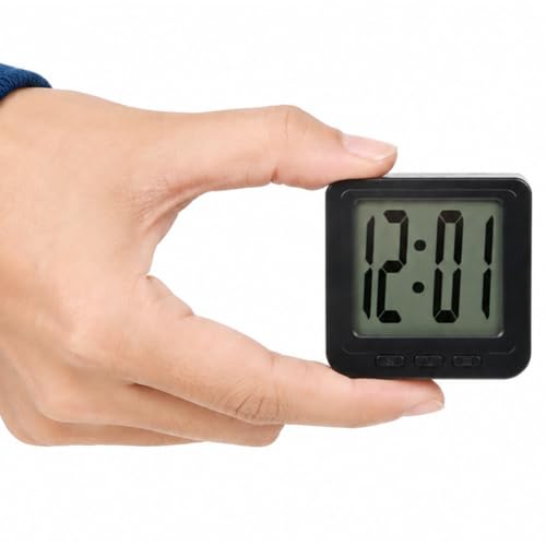 Image of Mini Digital LCD Clock | 6cm Small Desk Table for Bedroom, Office & Study | Magnetic Back for Wall /Fridge | 12 Hour Time Format | Battery Operated