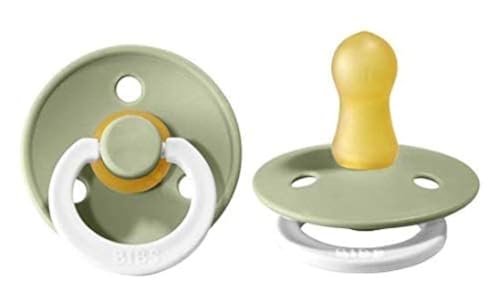 Image of BIBS Pacifiers Colour Collection | Natural Rubber Baby Pacifier | Set of 2 BPA-Free Soothers | Made in Denmark | 6+ Months (Pack of 2) | Sage Night