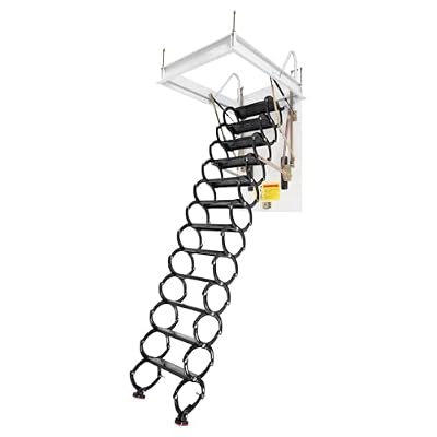 Attic Steps Pull Down 12 Steps Attic Stairs, Retractable Loft Ladder Ceiling Mounted Alloy Folding Ladder, 661.39 lbs Load-Bearing Capacity, 39.37 * 27.56 in