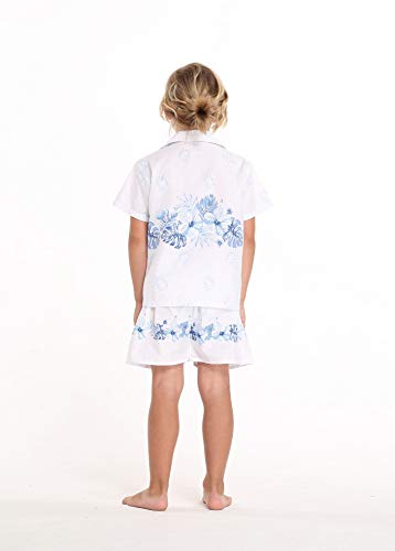 Matchable Family Hawaiian Luau Men Women Girl Boy Clothes in White with Blue Hibiscus3