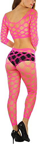 Image of ToBeInStyle Women's Spandex Multi Net Fishnet Set Rave Novelty Party Crop Top & Tights