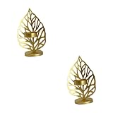 HOMSFOU Candelabro De Escritorio De 2 Uds Candelabro De Hierro Portavelas Hoja De Escritorio
