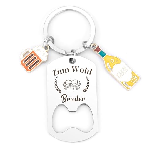 Karyllena Geschenk Bruder Schlüsselanhänger Geburtstagsgeschenk für kleiner großer Bruder Schlüsselanhänger Flaschenöffner als Geschenke zum 30 40 50 Männer Geburtstag Weihnachten