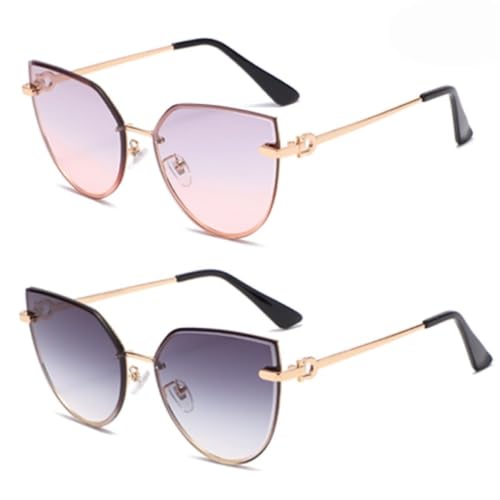 Lunettes de soleil femme œil de chat grande monture verres dégradés lot de 2 extérieur