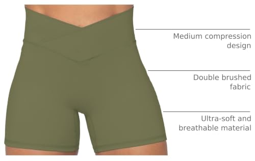 Image of Sunzel Crossover Biker Shorts for Women, No Front Seam V High Waist Yoga Workout Gym Shorts with Tummy Control | 4 Or 6-Inch Inseam, High Waisted, Tummy Control, Crossover Waist, Buttery Soft, No Front Seam, Squat Proof, Compression