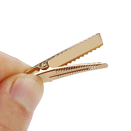 50 Pinzas de Pelo Caimán Doradas 3.5 cm miniatura 3