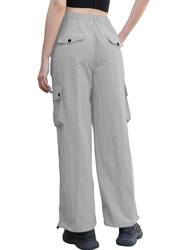 Image of Cromoncent Cargo Pants Girls & Women Parachute Pants Y2K Baggy Rave Clothes Waterproof with Pockets, 6 Years - 3XL