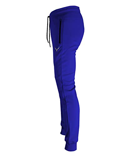 Image of Screenshot SPORTS-A4053 Mens Premium Slim French Terry Spandex Fleece Pants - Athletic Jogger Fitness Workout Gym Zipper Pockets