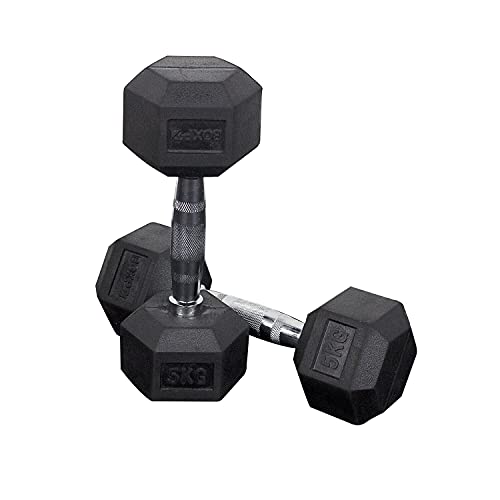 Haltère hexagonale 17,5 kg BOXPT en acier durable pour musculation intense