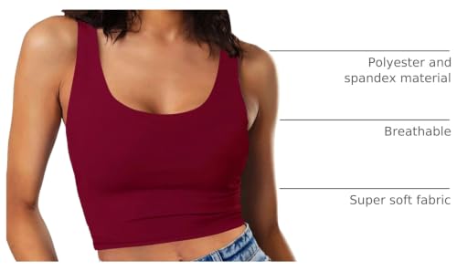 Image of Women's Sexy Sleeveless Crop Tops Double Layer Scoop Neck Cropped Tank Top