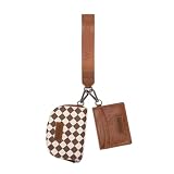 Montana West Wrangler KeyChain Wallet Checkered Wristlet Wallets for Women Western Dual Pouch Wristlet Credit Card Holder Wallet