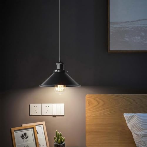 Suspension lampe de pendentif en métal brut noir industriel rétro - 5