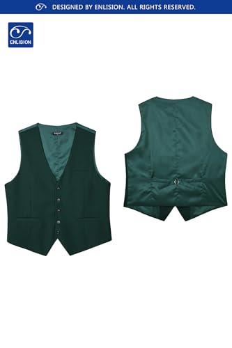 Image of Enlision Men's Suit Vest Business Formal Dress Waistcoat Solid Color Vest for Suit or Tuxedo