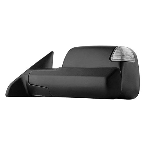 VIPMOTOZ Heated Power Remote Driver Side Left View LED Turn Signal w/Puddle Light Exterior Towing Mirror & Glass Replacement For 2009-2012 Dodge RAM 1500 2500 3500 Pickup Truck