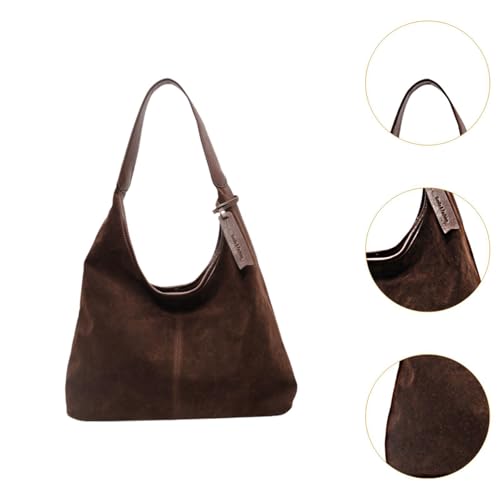 Image of CALANDIS Suede Bag Handbag Underarm Bag Large Top Handle Bag Purse Tote Bag for Women Coffee | Womens Handbags & Bags