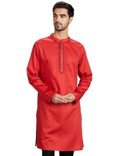 Image of Amazon Brand - Symbol Men Festive Embellished Long Kurta (Regular Fit)