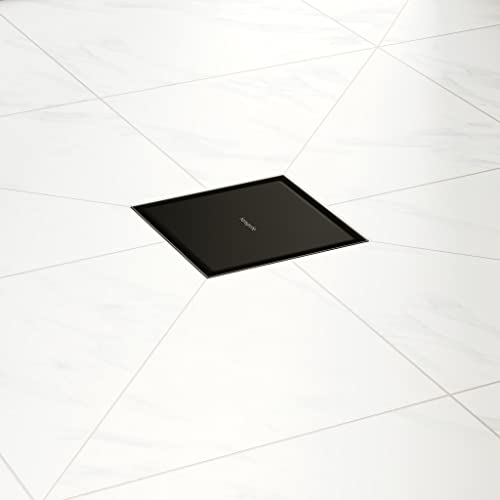 hansgrohe RainDrain Brilliance Square Shower Drain Set with Rough and Tileable Rear Cover in Matte Black, Stainless Steel Shower Floor Drain by hansgrohe - Image 5