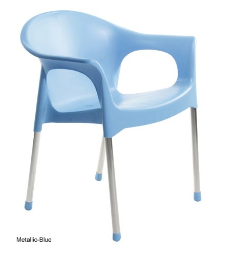 Image of Cello Metallo Without Cushion Chair (Plastic,Blue,2 Pieces)