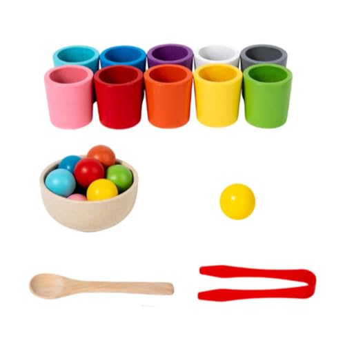 Juego de vasos y pelotas infantil para estimular la motricidad fina y aprender