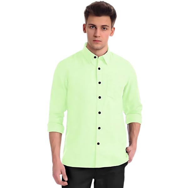 Cotton Shirt (1.60m) Unstitched Fabric - Exclusively for Men's (Light Green)-image-44