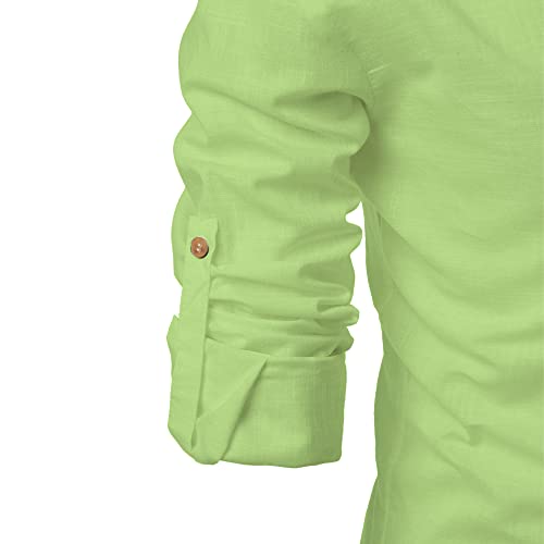 Image of Men's Full Sleeve Beige Color Cotton Blend Spread Slim Fit Shirt Style Kurta for Men and Boys