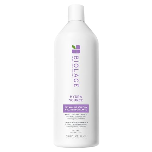 Biolage Hydra Source Detangling Solution - Conditions, Instantly Detangles & Controls Static, For Dry Hair, With Micro-Filtered Aloe Vera & Fermented Hyaluronic Acid, 33.8 Fl Oz, Packaging may vary