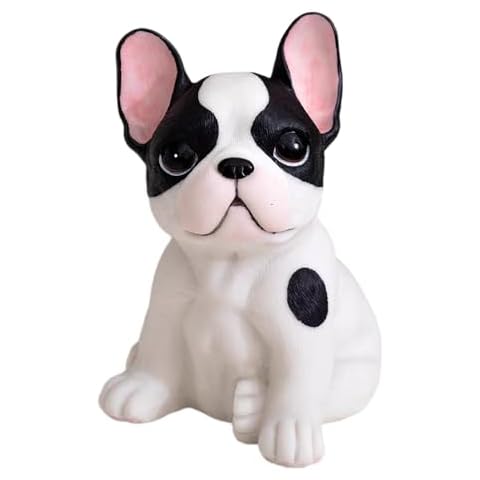 MonLiya Garden Decor High Emulation Resin Creative Cute French Bulldog Garden Statue Crafts Dog Lover Gift Sculpture Patio Lawn Courtyard Home Decoration Animal Figurine Indoor Outdoor (Flower Color) Cover