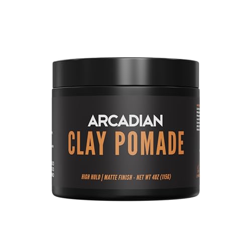 Arcadian Grooming Clay Pomade for Men – Vegan Matte Finish, Strong High Hold, 4oz