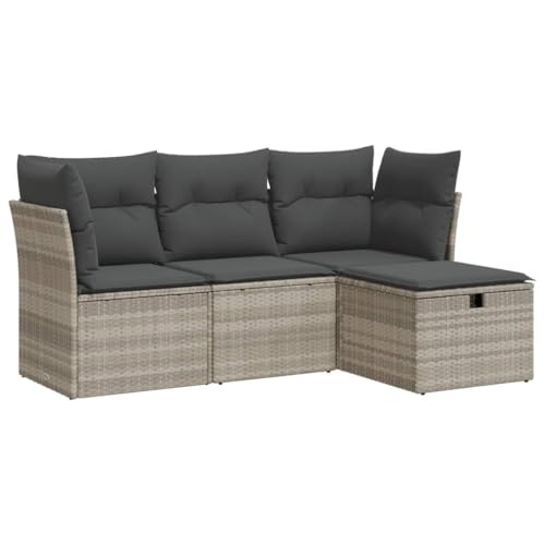 Canapés de jardin pour terrasse et balcon salon extérieur modulable gris avec coffre