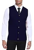 PCEAIIH Men's Gilets Knit Sweater Vest V Neck Sleeveless Cardigan Top with Buttons Classic Business Gentleman Knitwear Navy